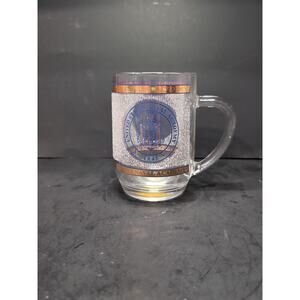 US Naval Academy Glass Tankard, Beer Mug,‎ Embossed Icicles, Ex Scientia Tridens